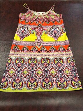 Prelude boho vibrant multicolor geometric paisley mini dress size S